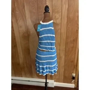Cupshe | Skirts | Cupshe Blue White Stripe Crochet Halter Top And Mini ...